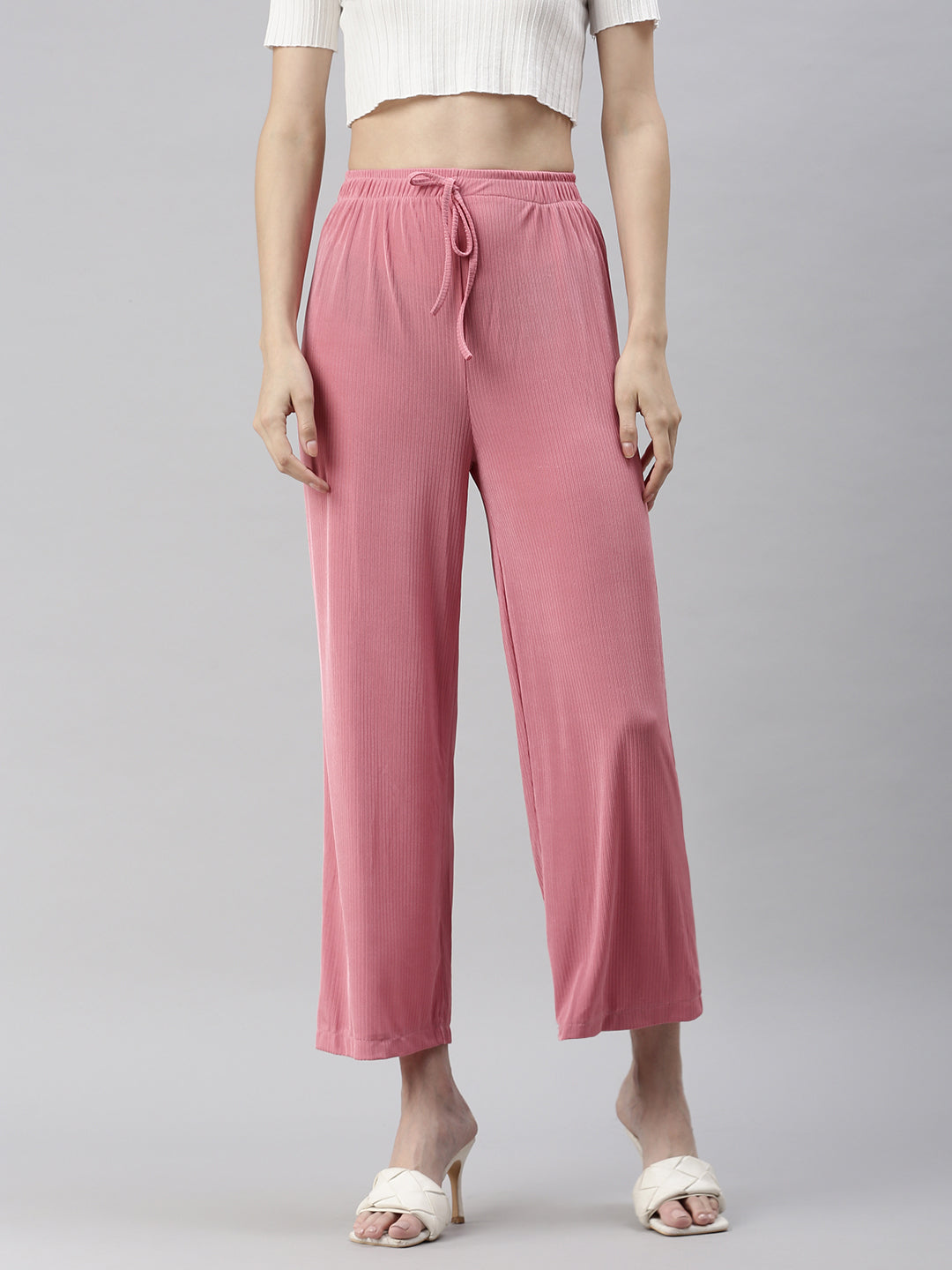 Women's Pink Solid Track Pant