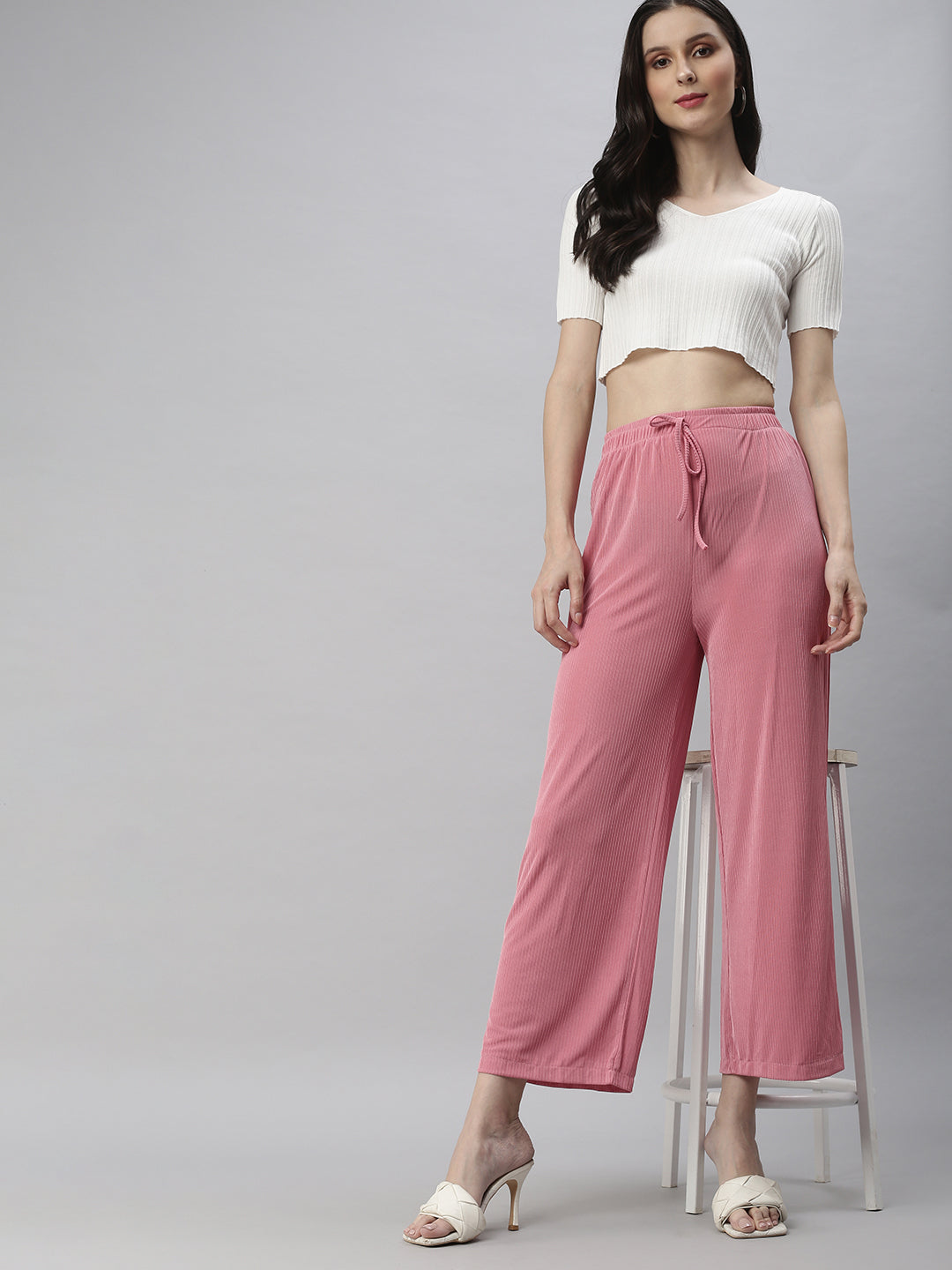 Women's Pink Solid Track Pant