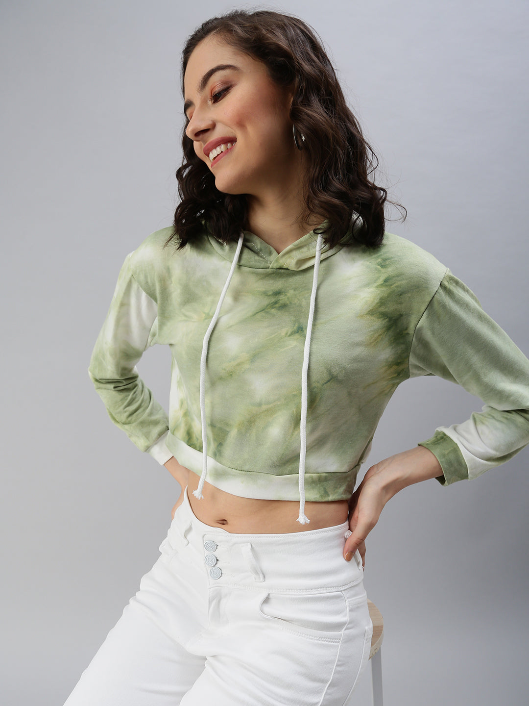 Women's Green Tie Dye Crop Top