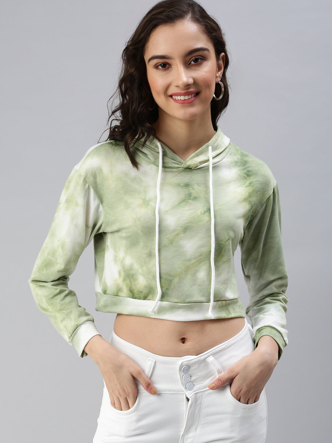 Women's Green Tie Dye Crop Top