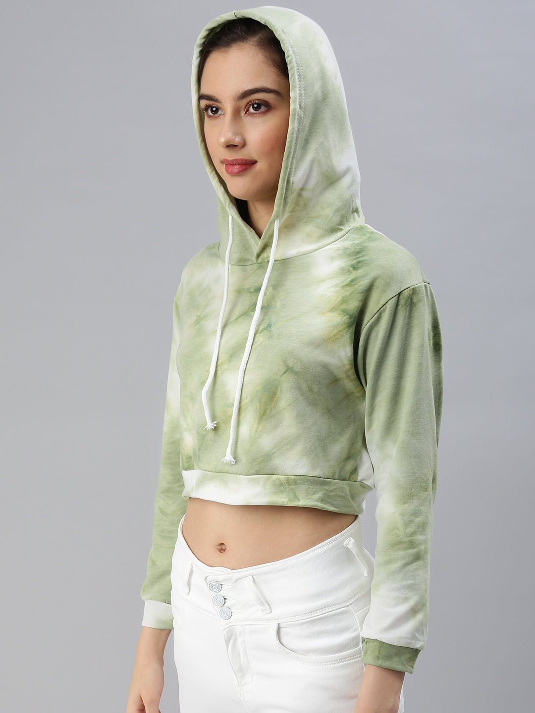 Women's Green Tie Dye Crop Top