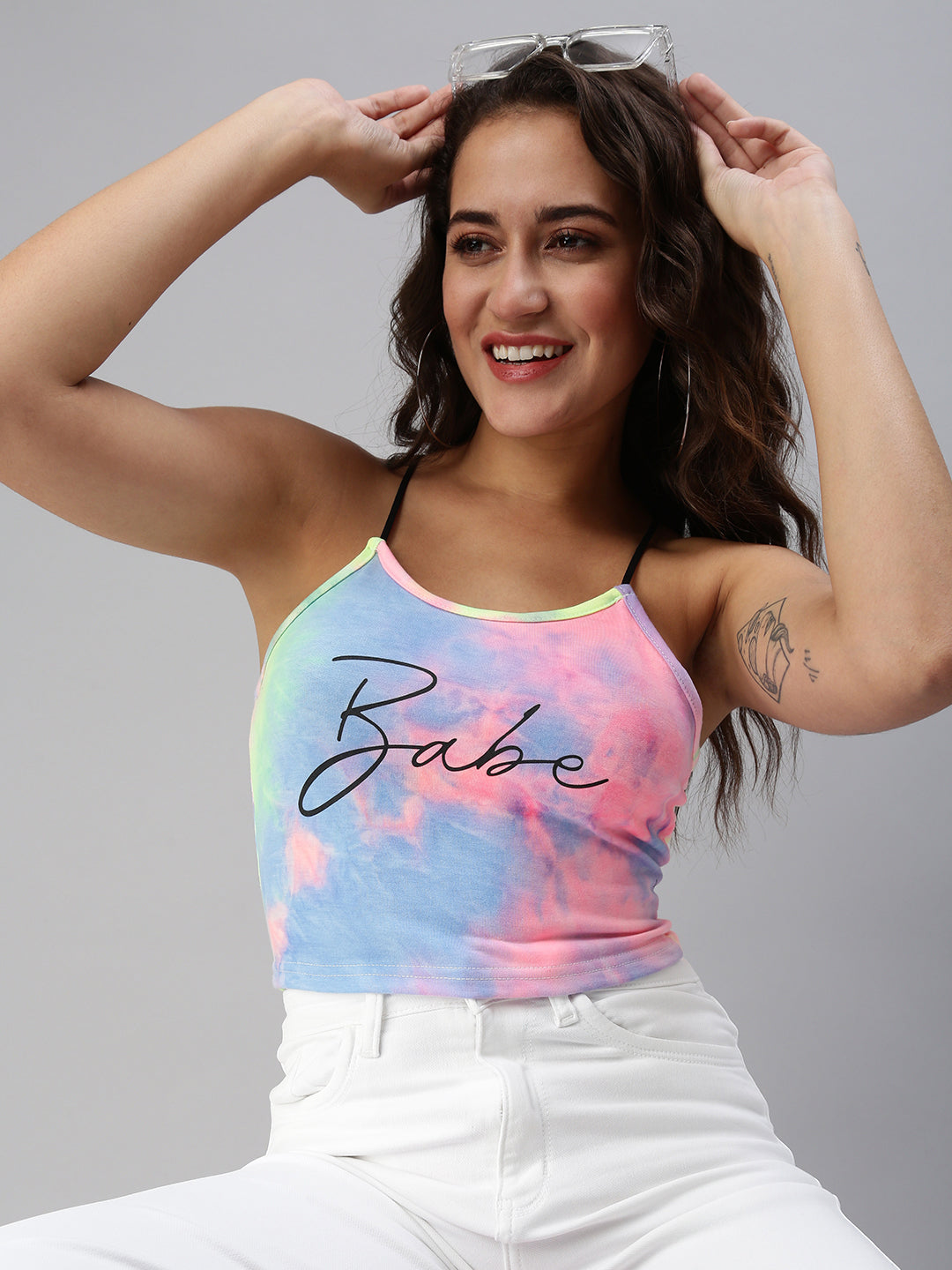 Women's Multi Typographic Crop Top