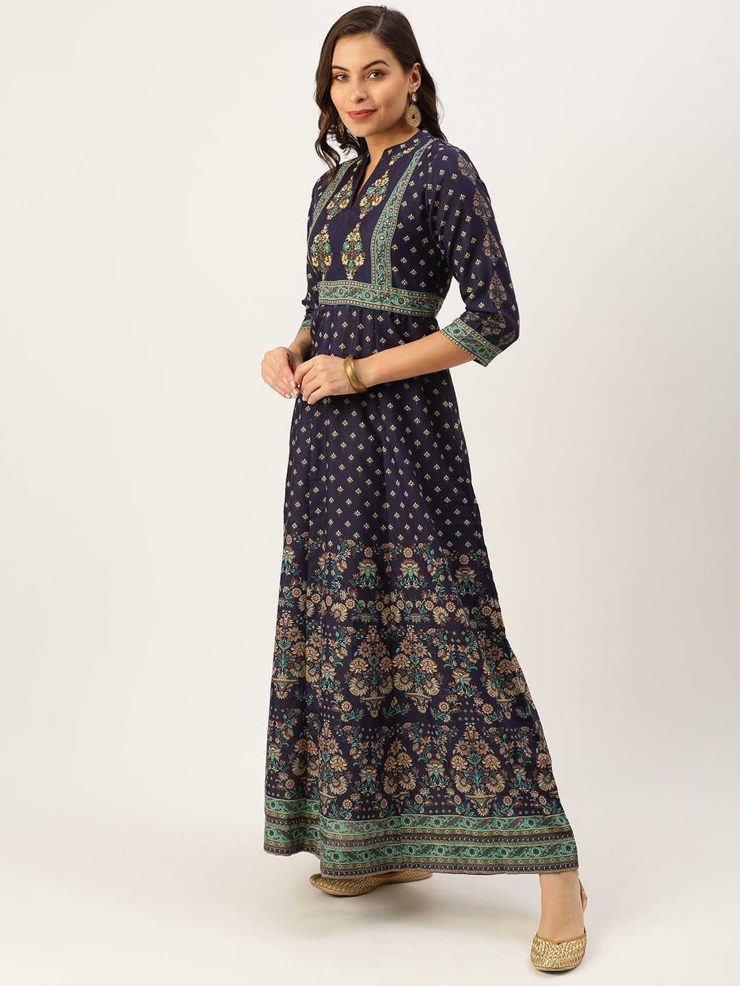 Women's Violet Printed Anarkali Kurtas