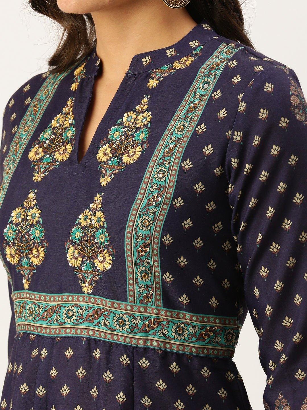 Women's Violet Printed Anarkali Kurtas