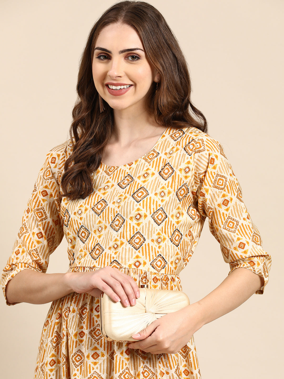 Women's Yellow Printed Kurta Set