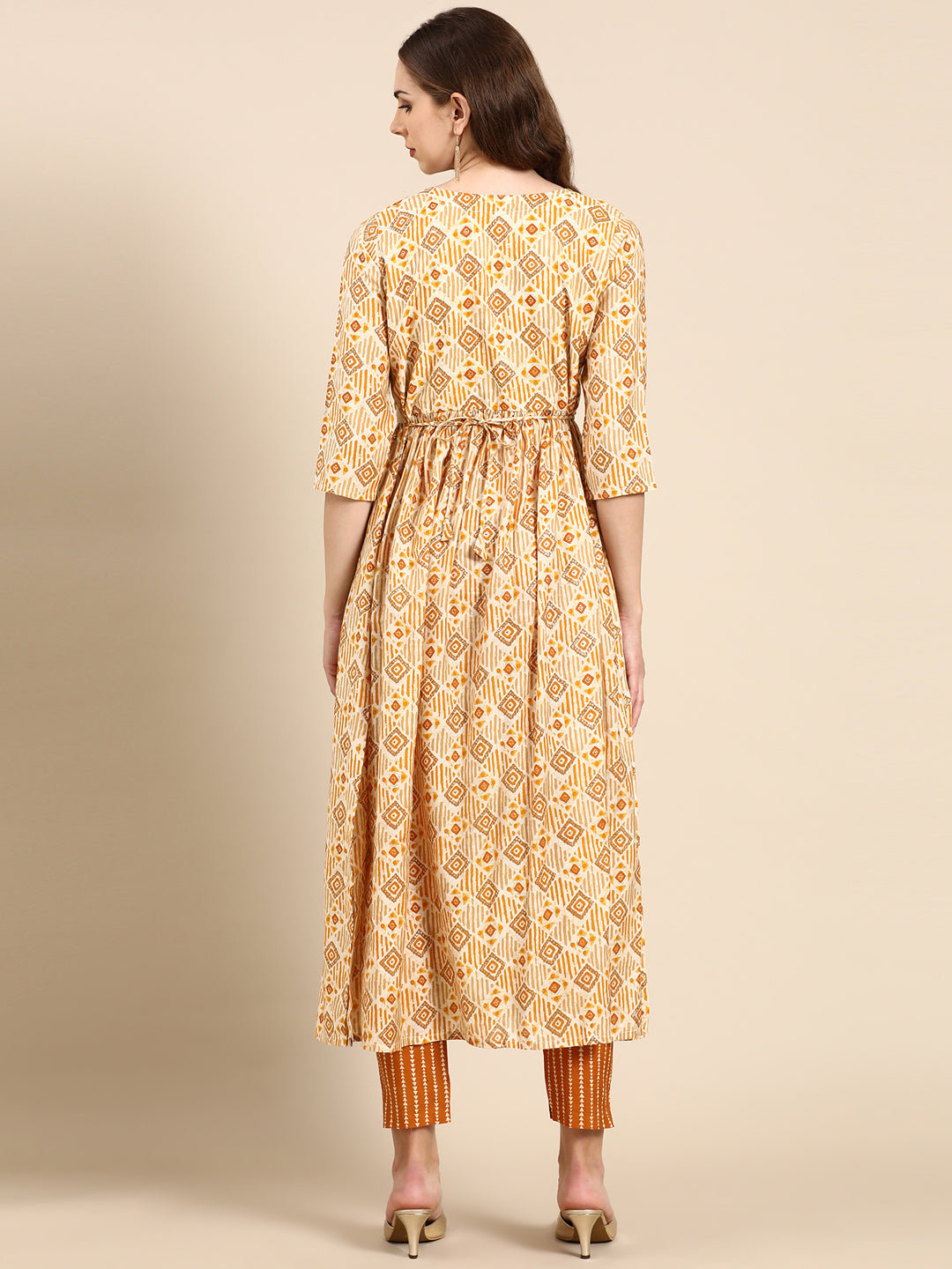 Women's Yellow Printed Kurta Set