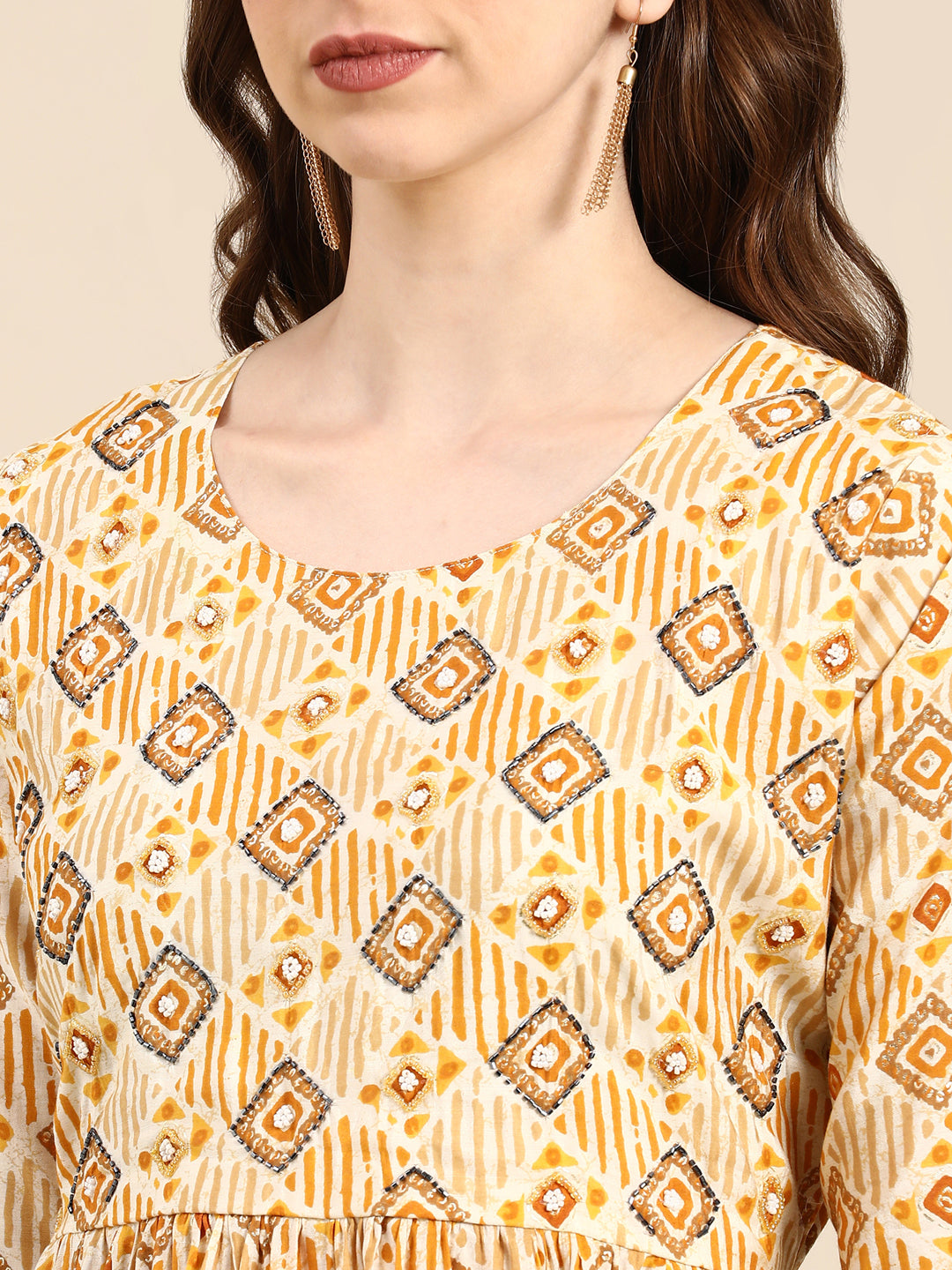 Women's Yellow Printed Kurta Set