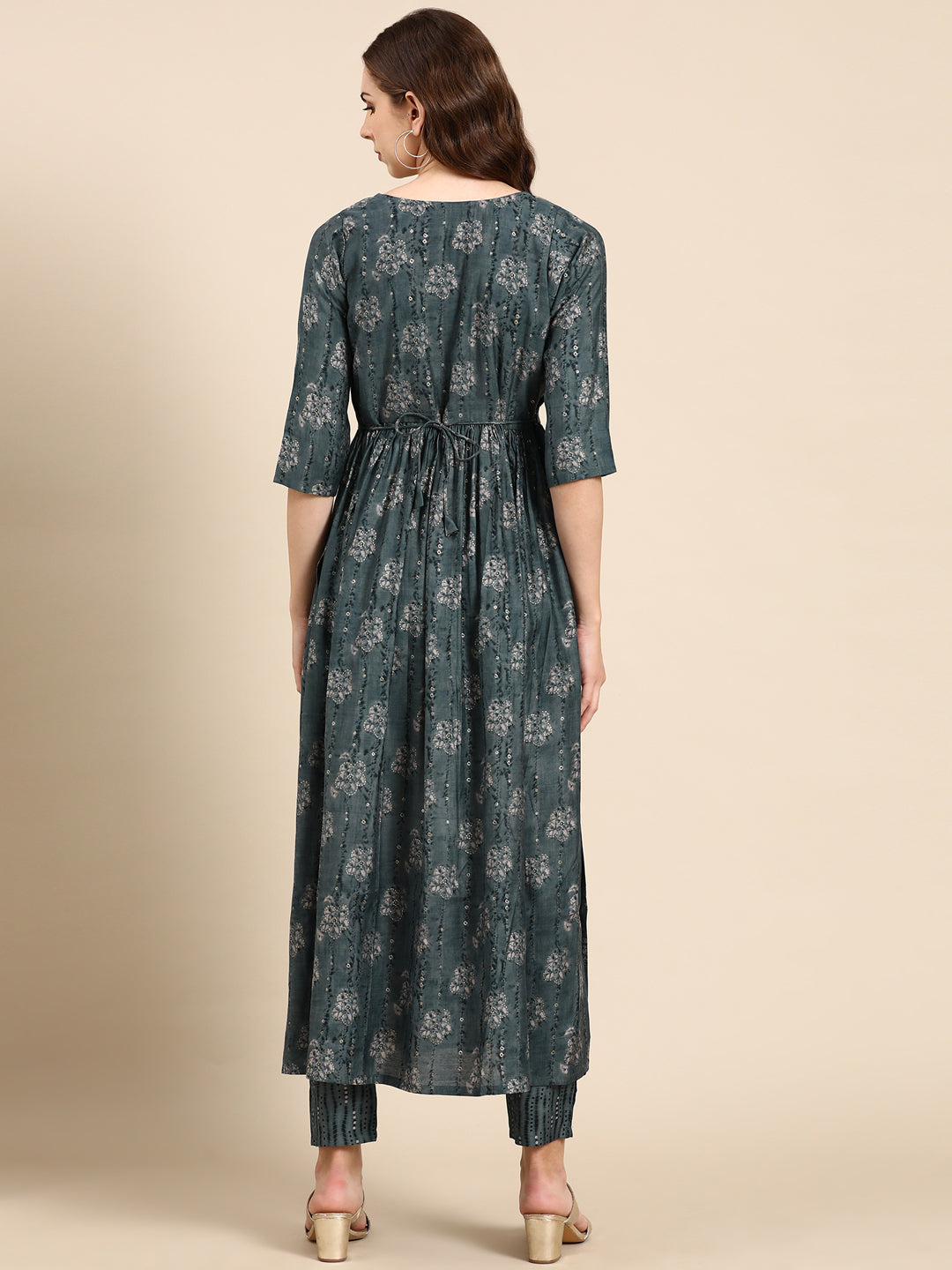 Women's Teal Printed Kurta Set