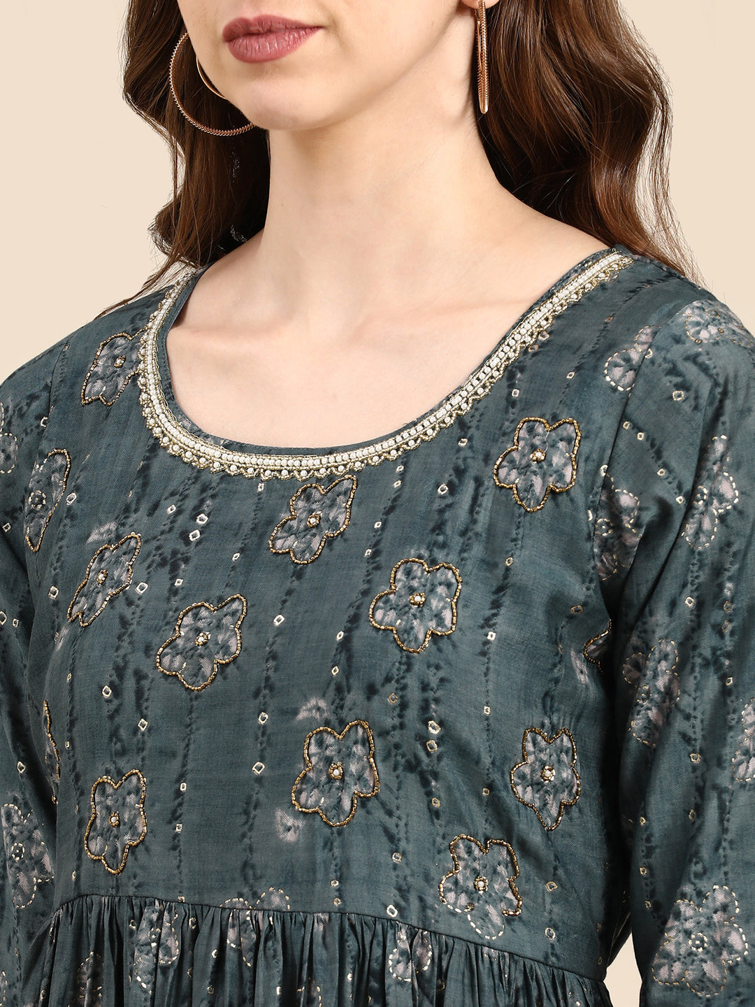 Women's Teal Printed Kurta Set