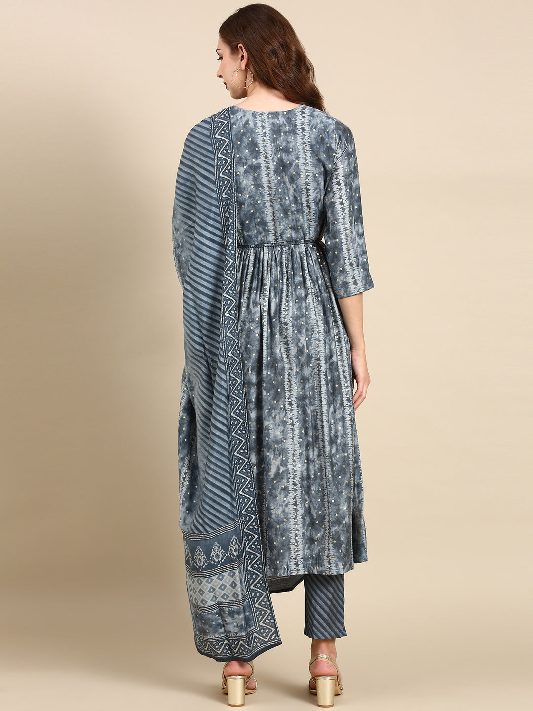 Women's Grey Printed Kurta Set