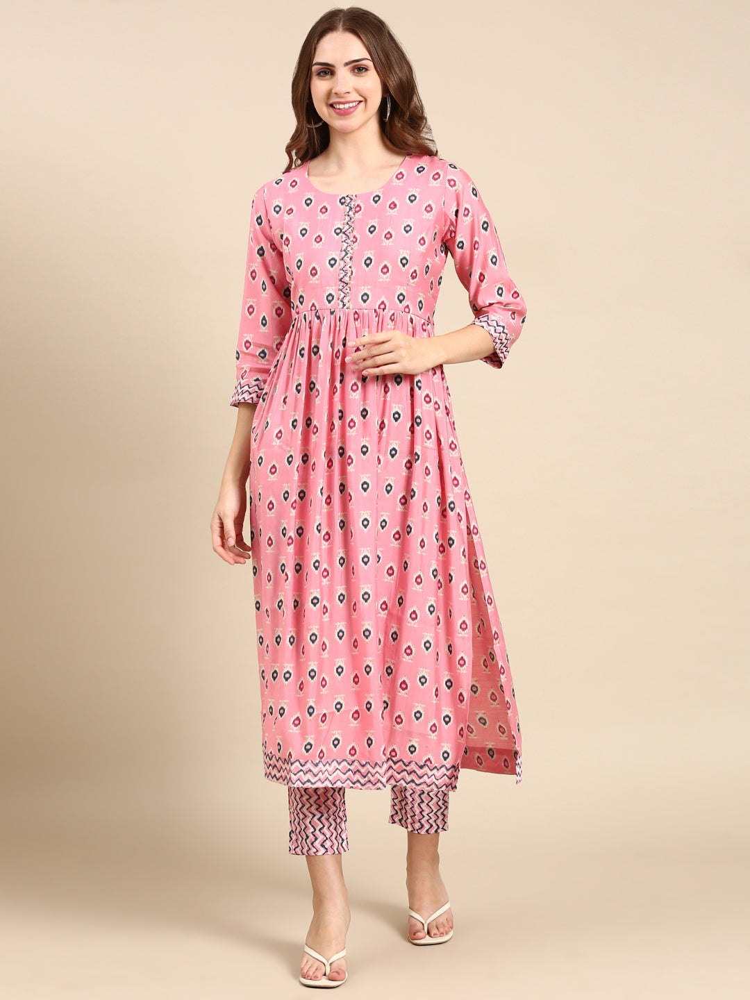 Women's Pink Printed Kurta Set