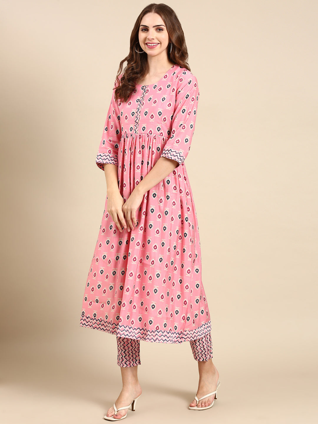 Women's Pink Printed Kurta Set