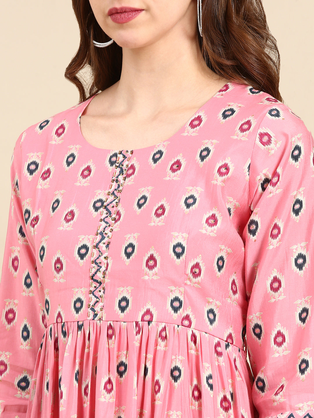 Women's Pink Printed Kurta Set