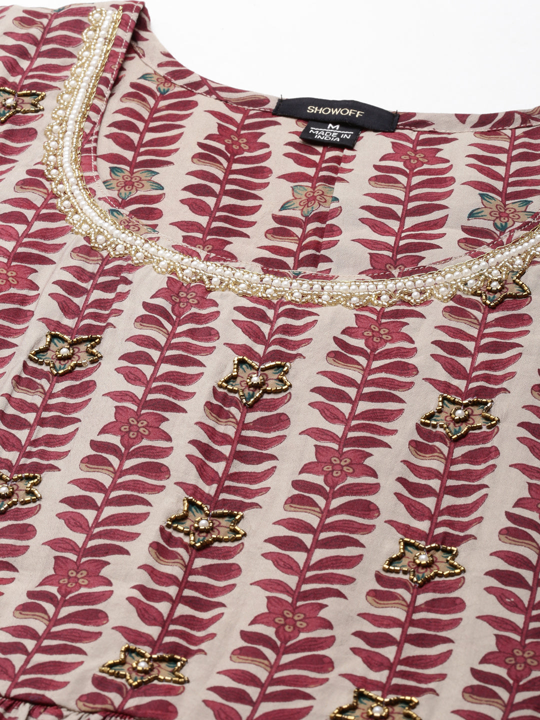 Women's Maroon Printed Kurta Set