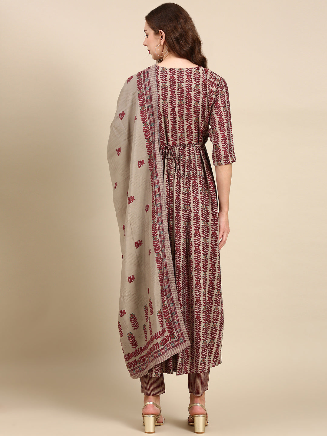 Women's Maroon Printed Kurta Set