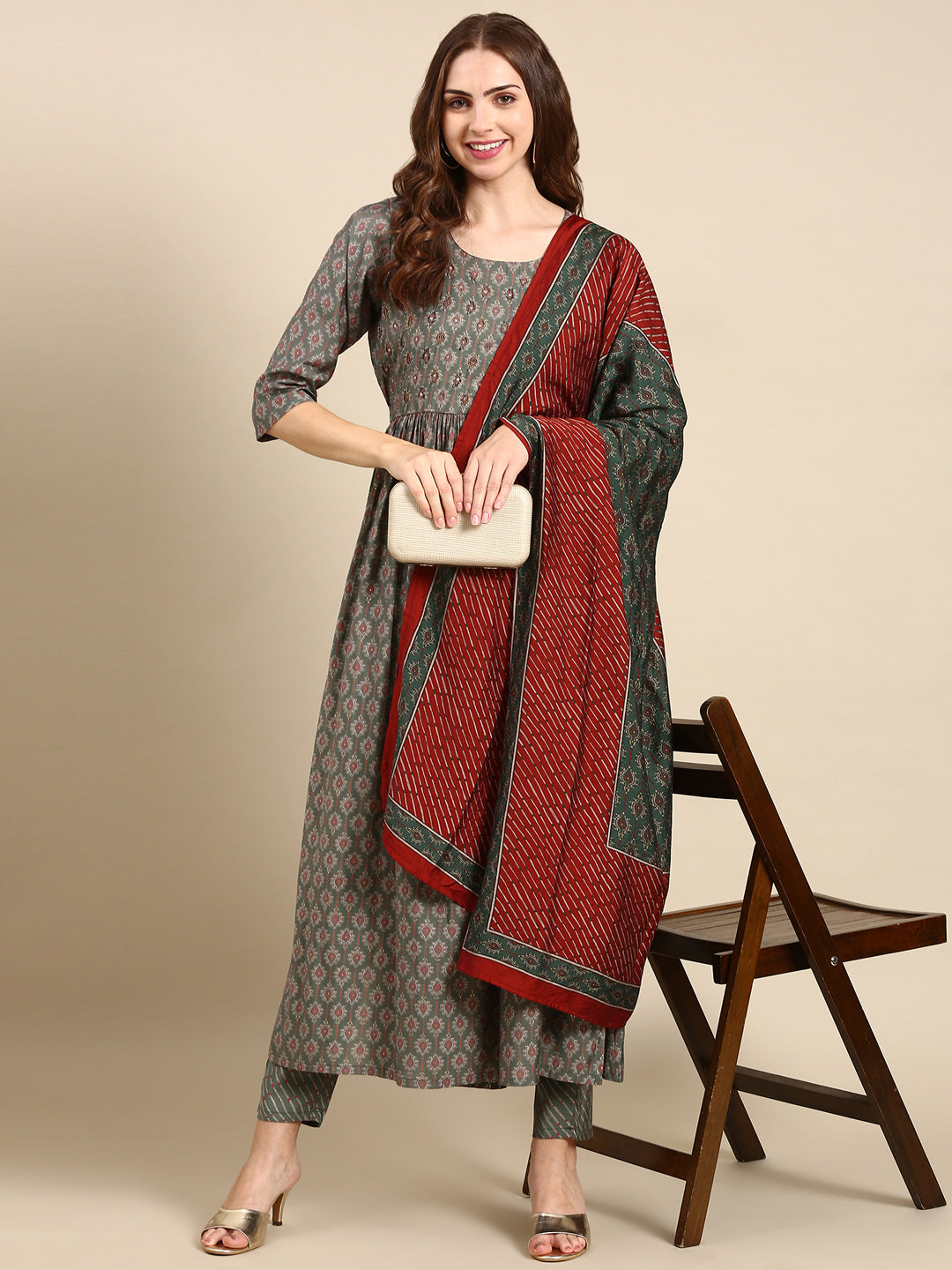 Women's Green Printed Kurta Set