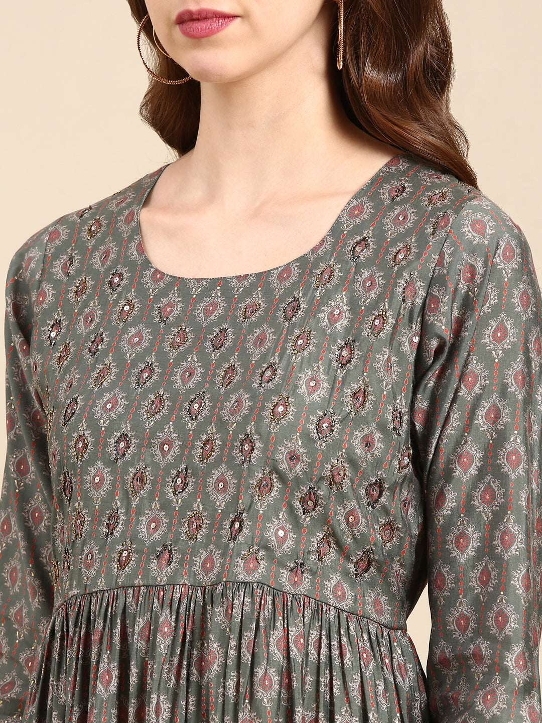 Women's Green Printed Kurta Set