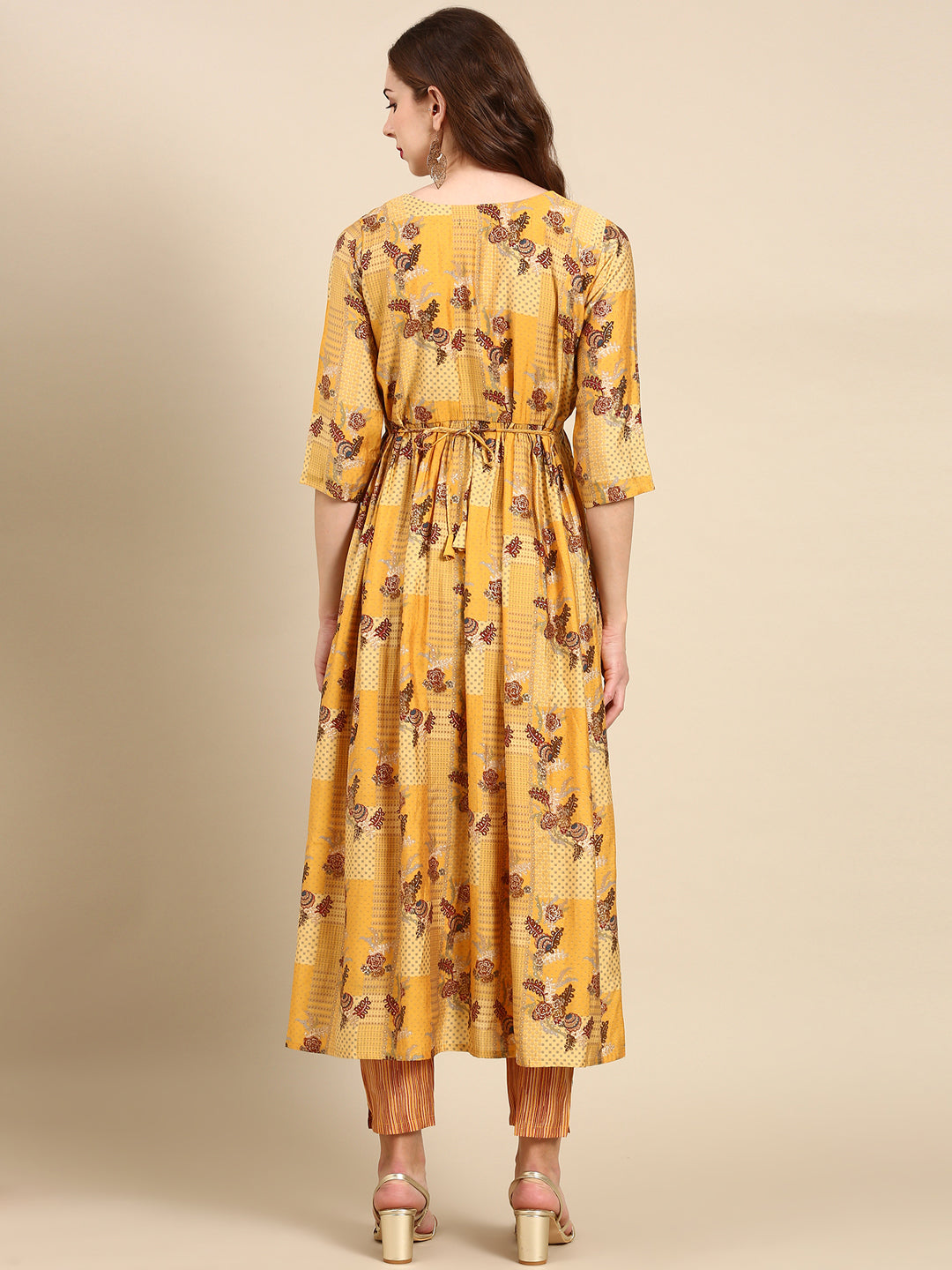 Women's Mustard Printed Kurta Set