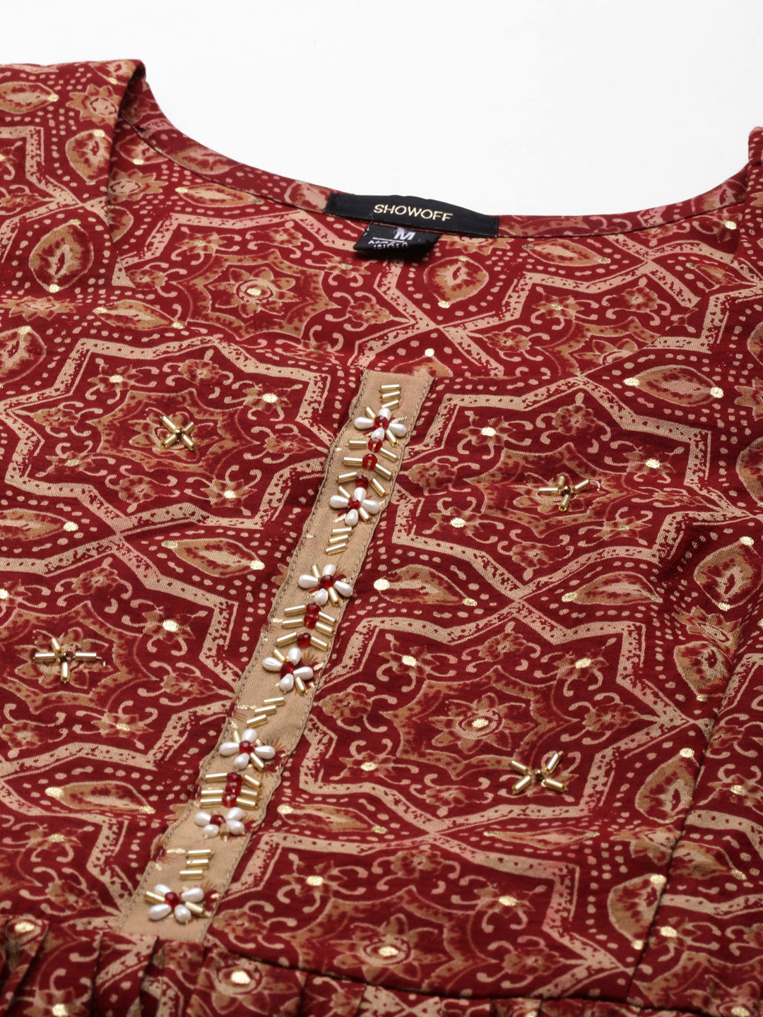 Women's Maroon Printed Kurta Set