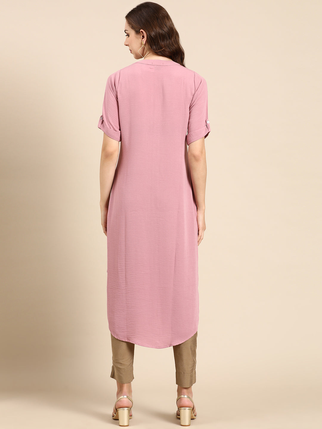 Women's Mauve Solid Straight Kurta