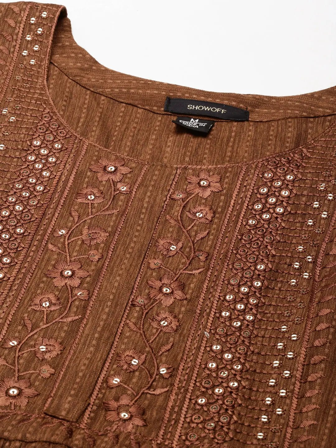 Women's Coffee Brown Embroidered Anarkali Kurta