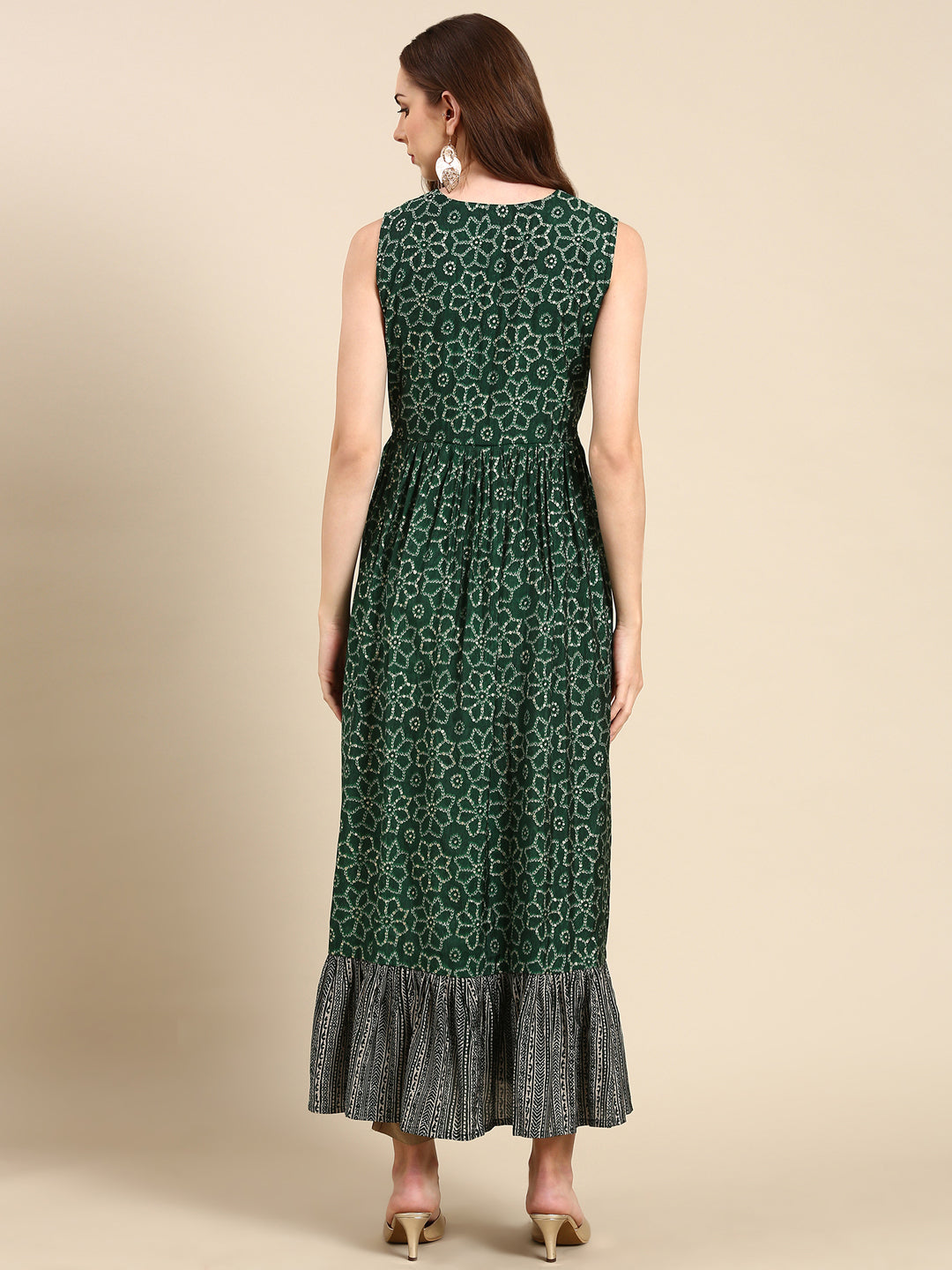 Women's Green Printed Anarkali Kurta