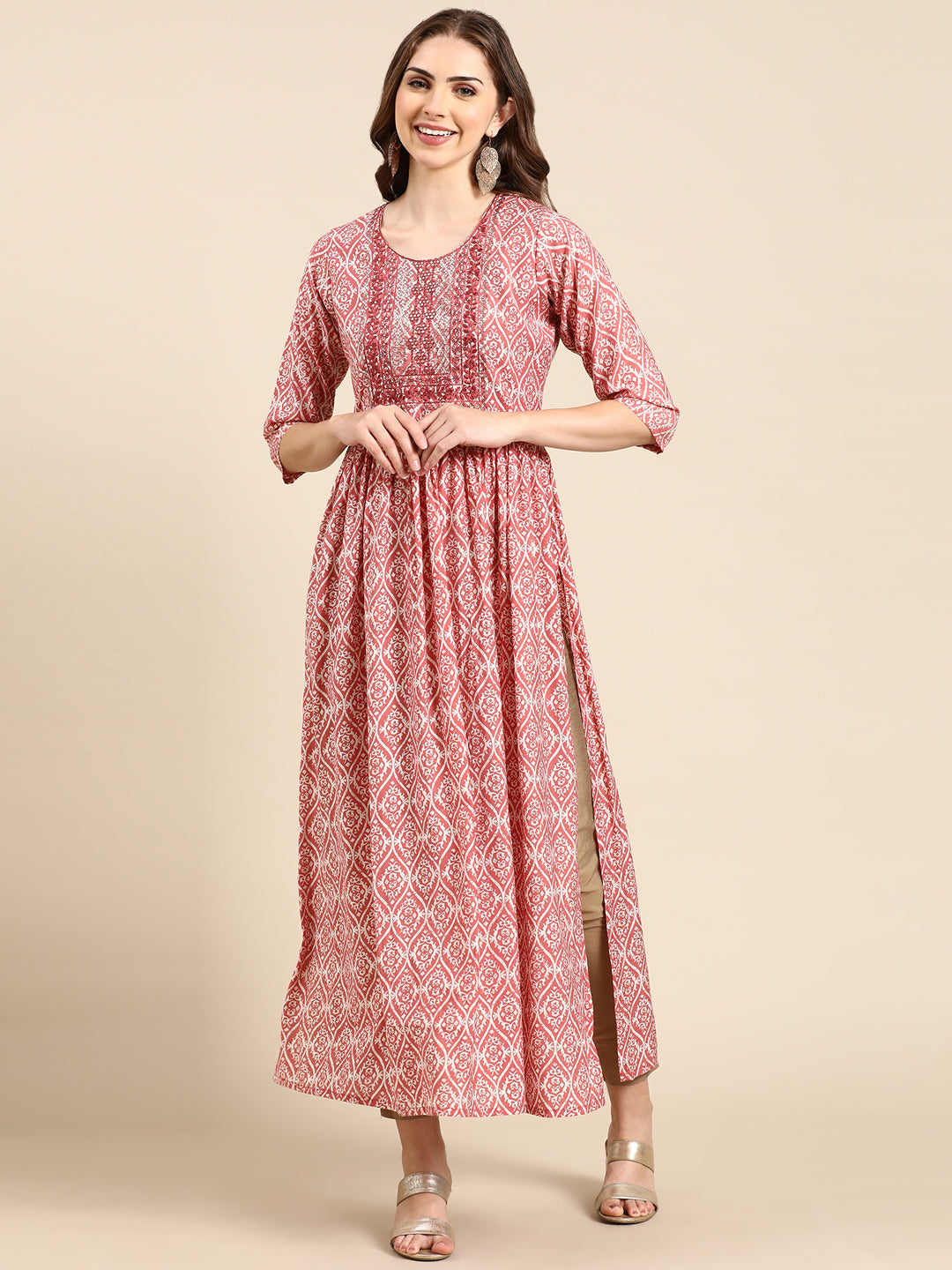 Women's Mauve Printed Anarkali Kurta