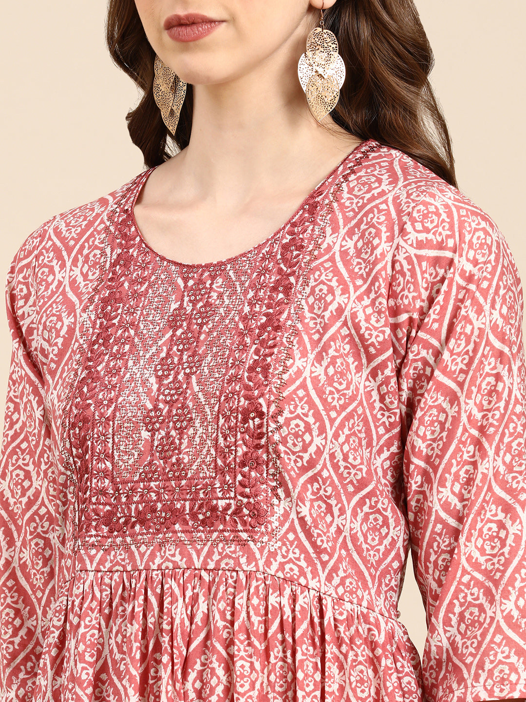 Women's Mauve Printed Anarkali Kurta