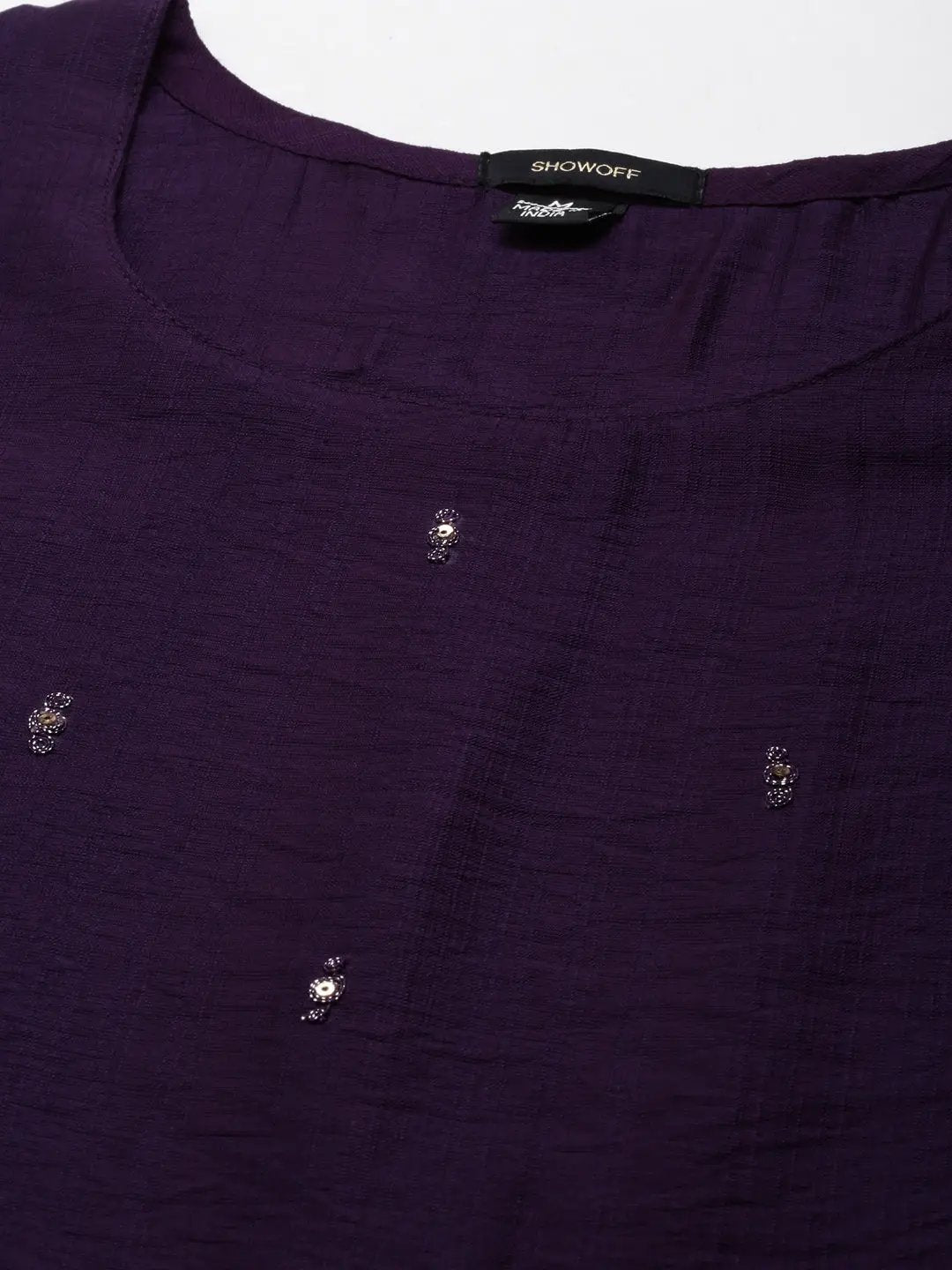 Women's Purple Solid Straight Kurta