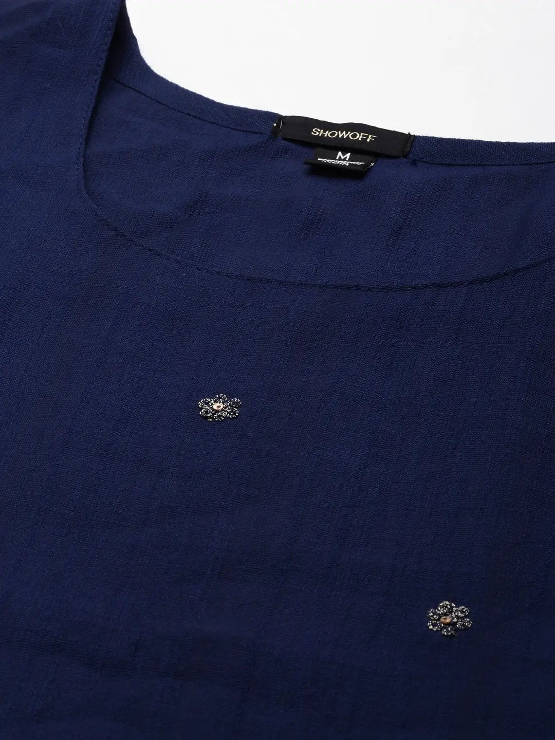 Women's Navy Blue Solid Straight Kurta
