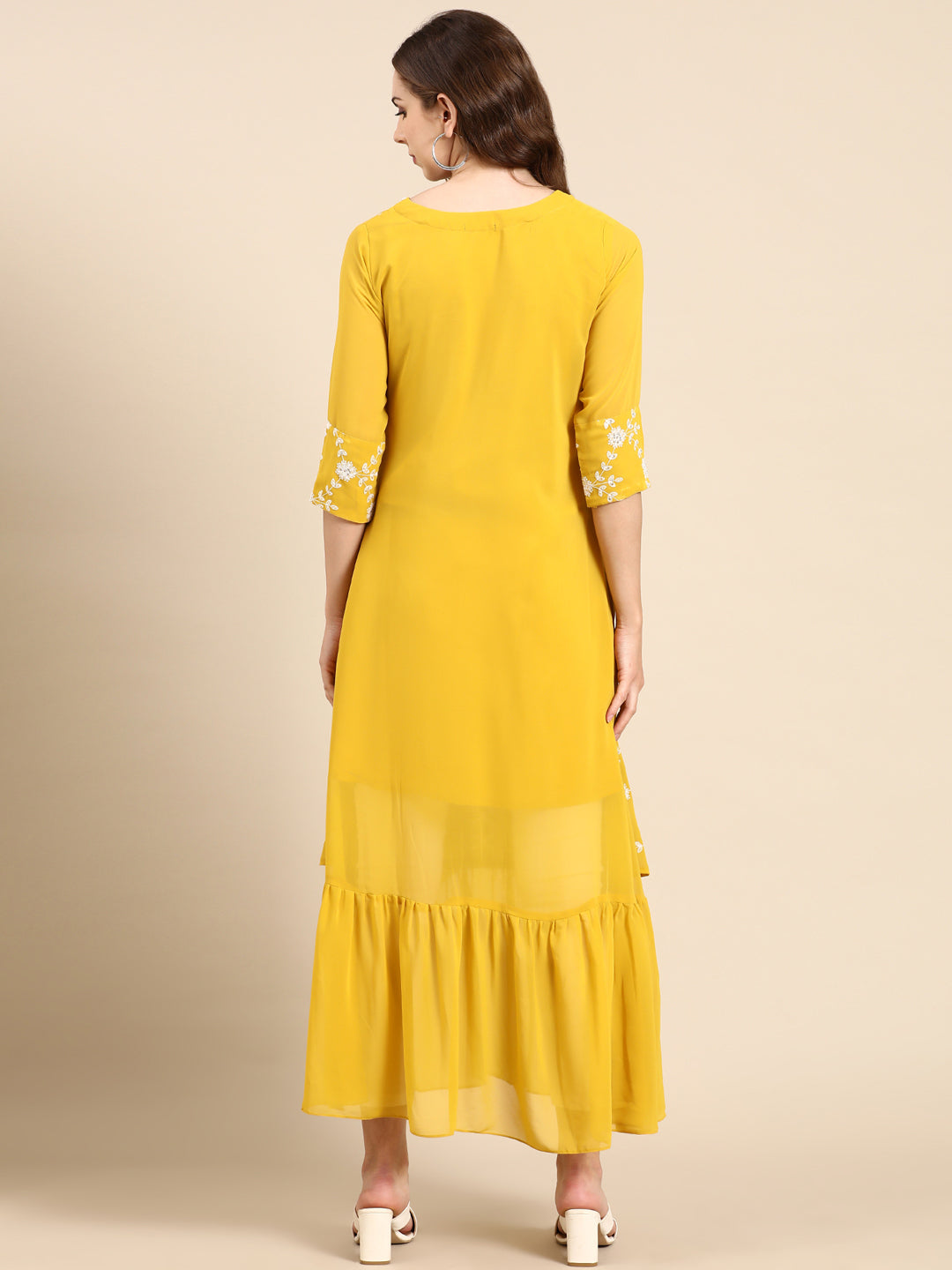 Women's Yellow Embellished Anarkali Kurta