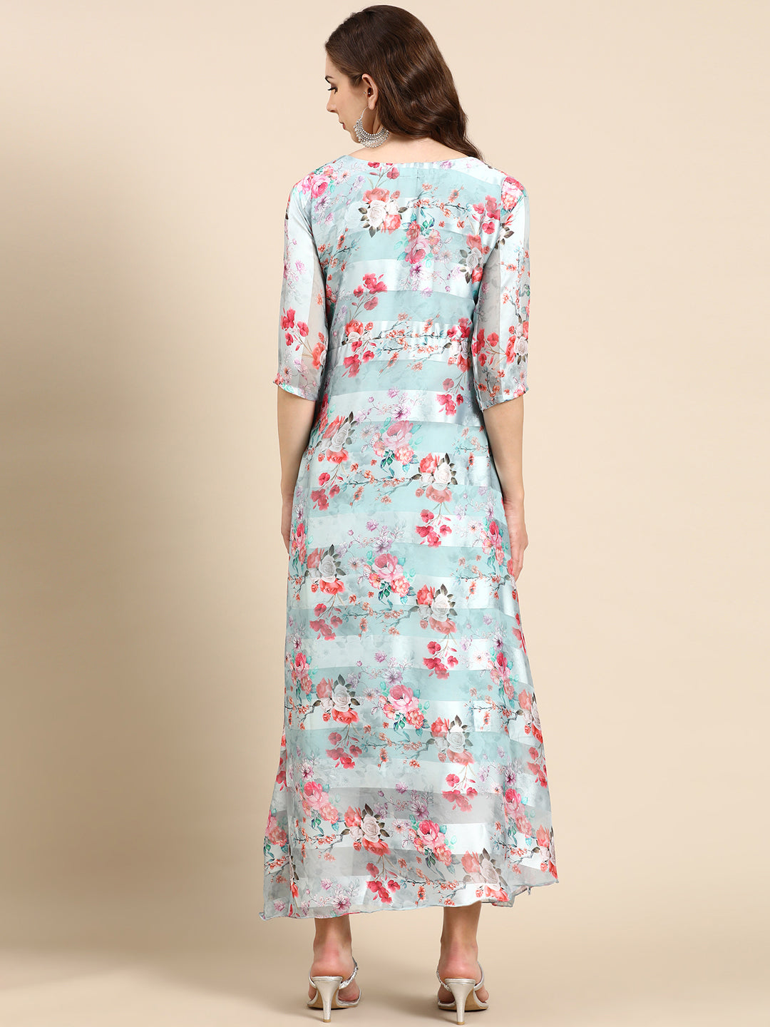 Women's Sea Green Printed Maxi Kurta