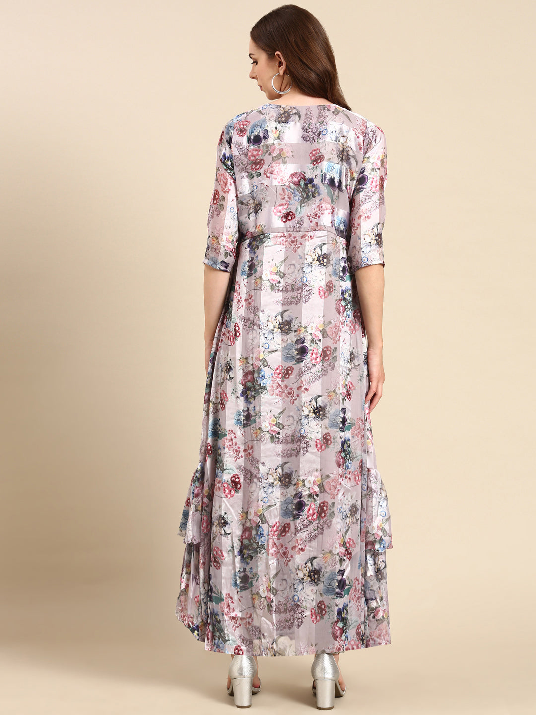 Women's Mauve Printed Maxi Dress