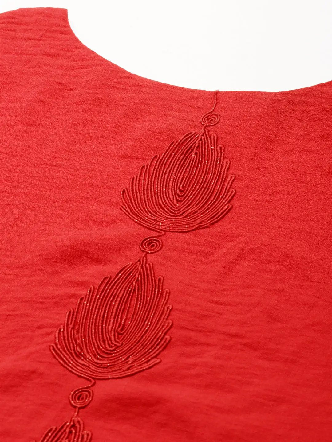 Women's Red Solid Straight Kurta