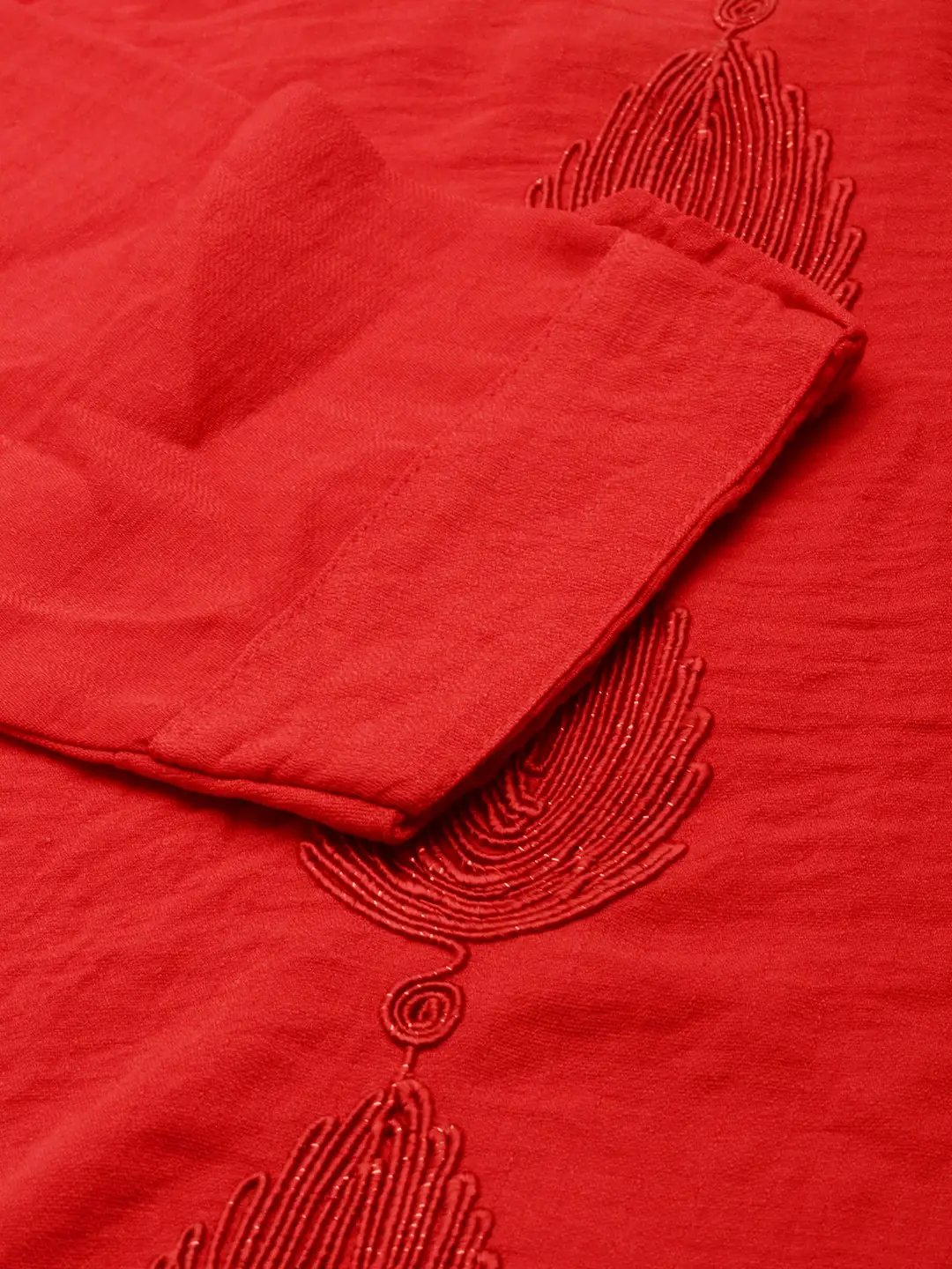 Women's Red Solid Straight Kurta