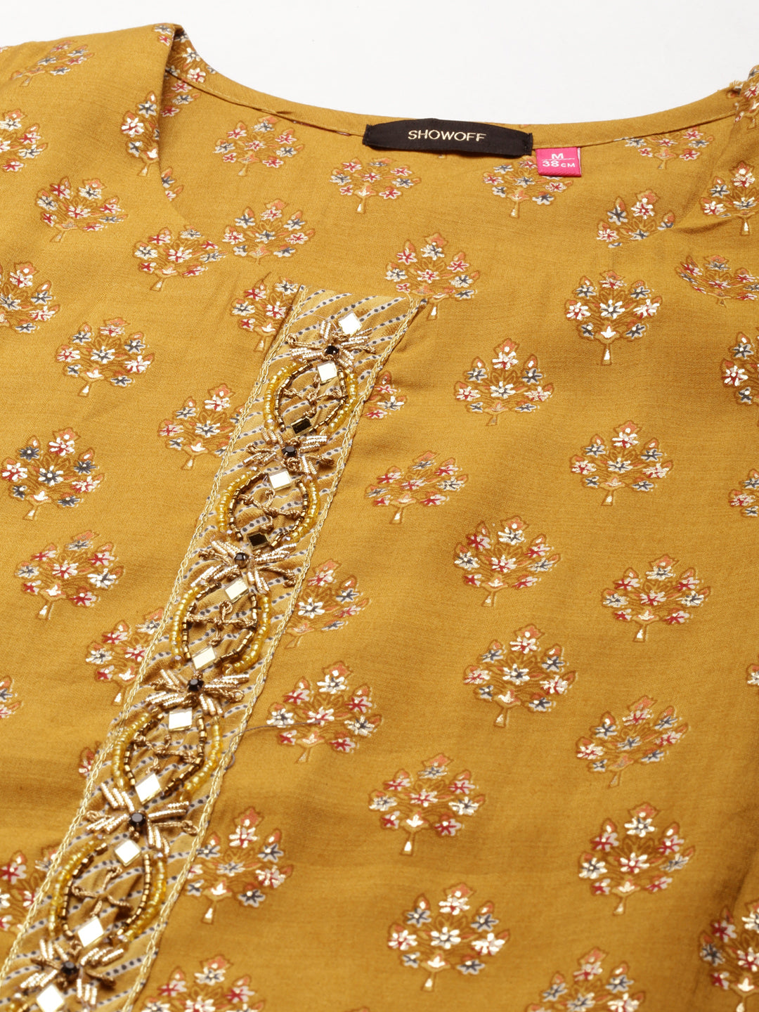 Women's Gold Printed Kurta Set