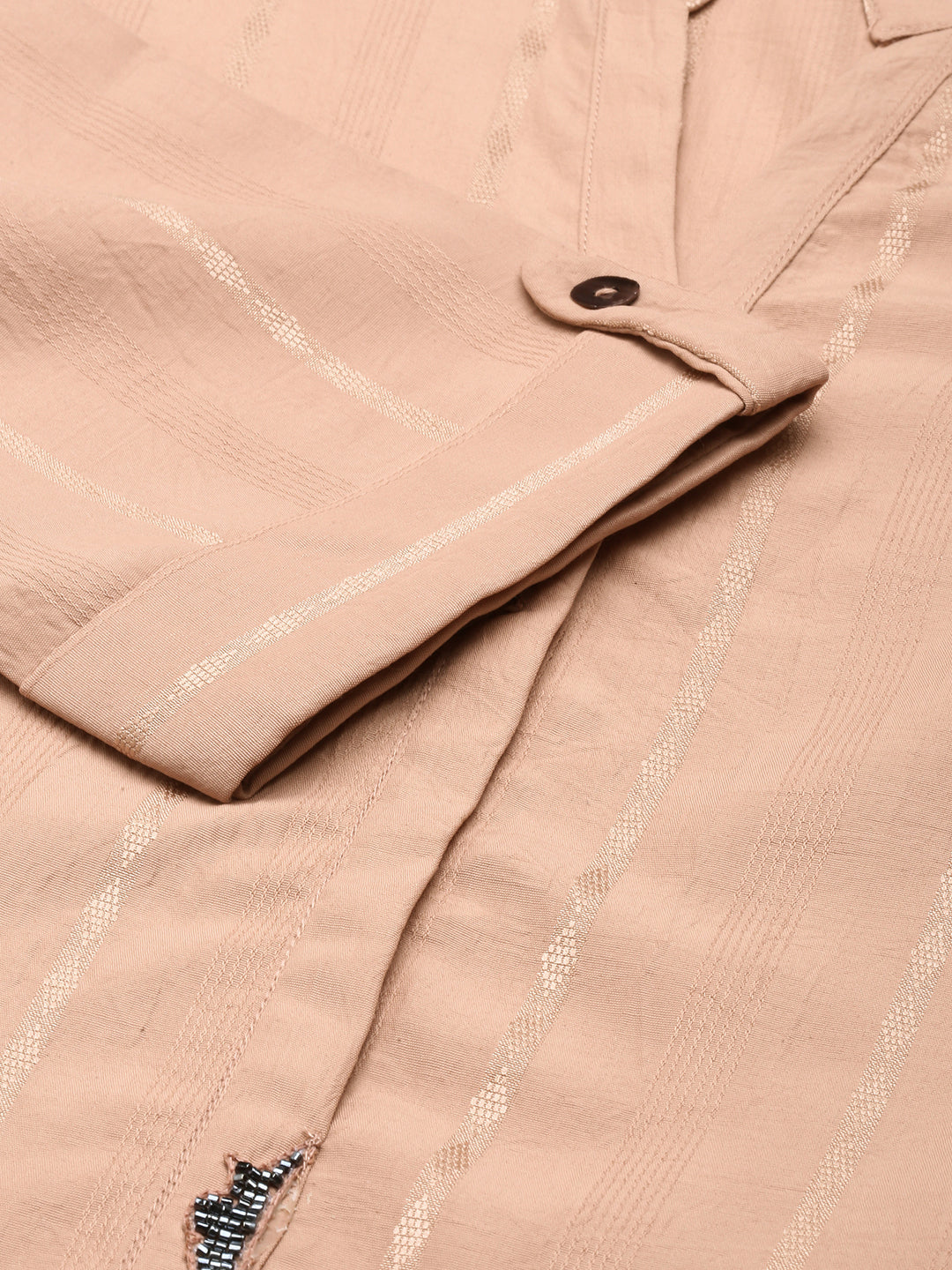 Women Peach Striped Straight Kurta