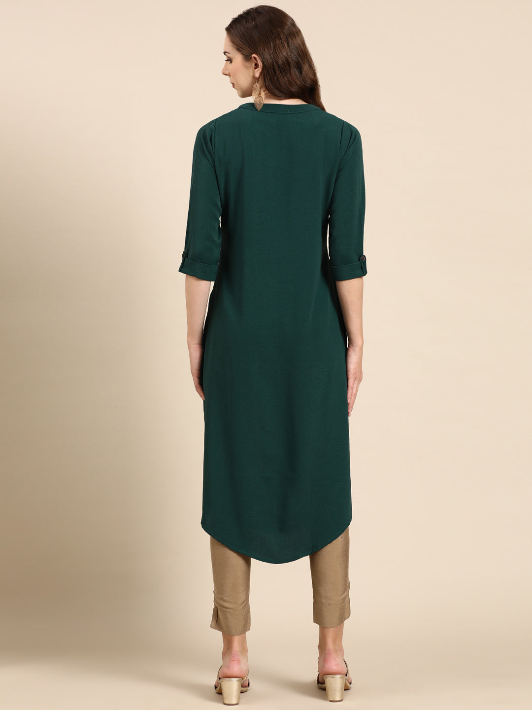 Women's Green Solid Straight Kurta