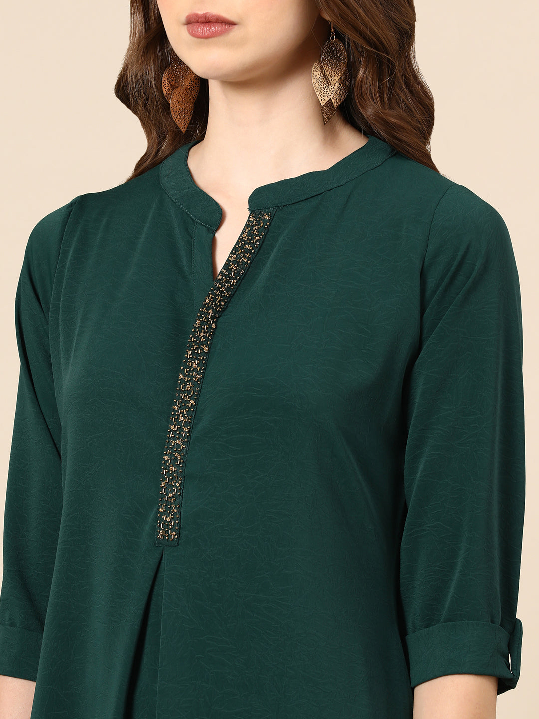 Women's Green Solid Straight Kurta