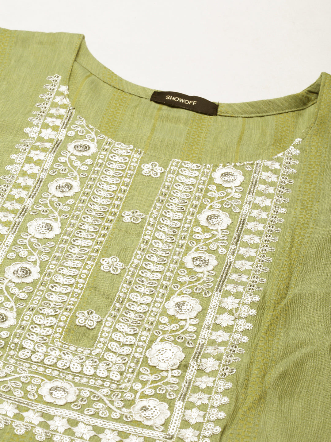 Women Green Solid Straight Kurta