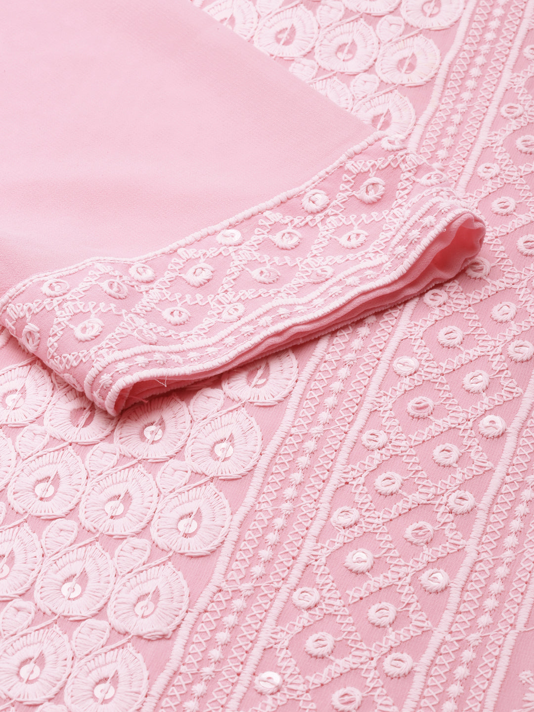 Women Pink Embellished Straight Kurta