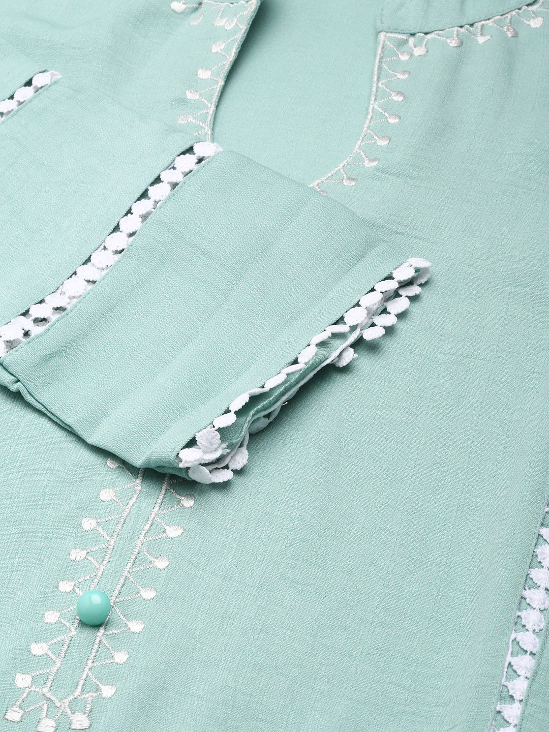 Women Sea Green Solid Straight Kurta Set