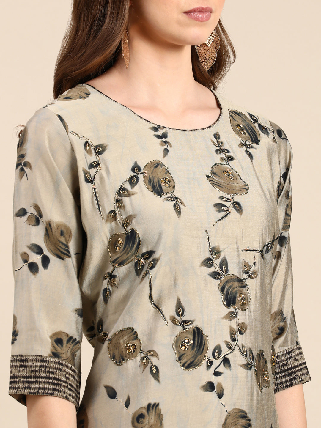 Women's Taupe Printed Kurta Set