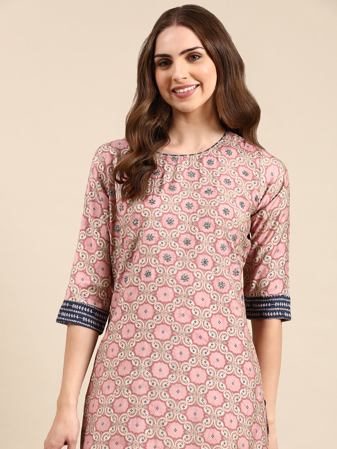 Women's Pink Printed Kurta Set