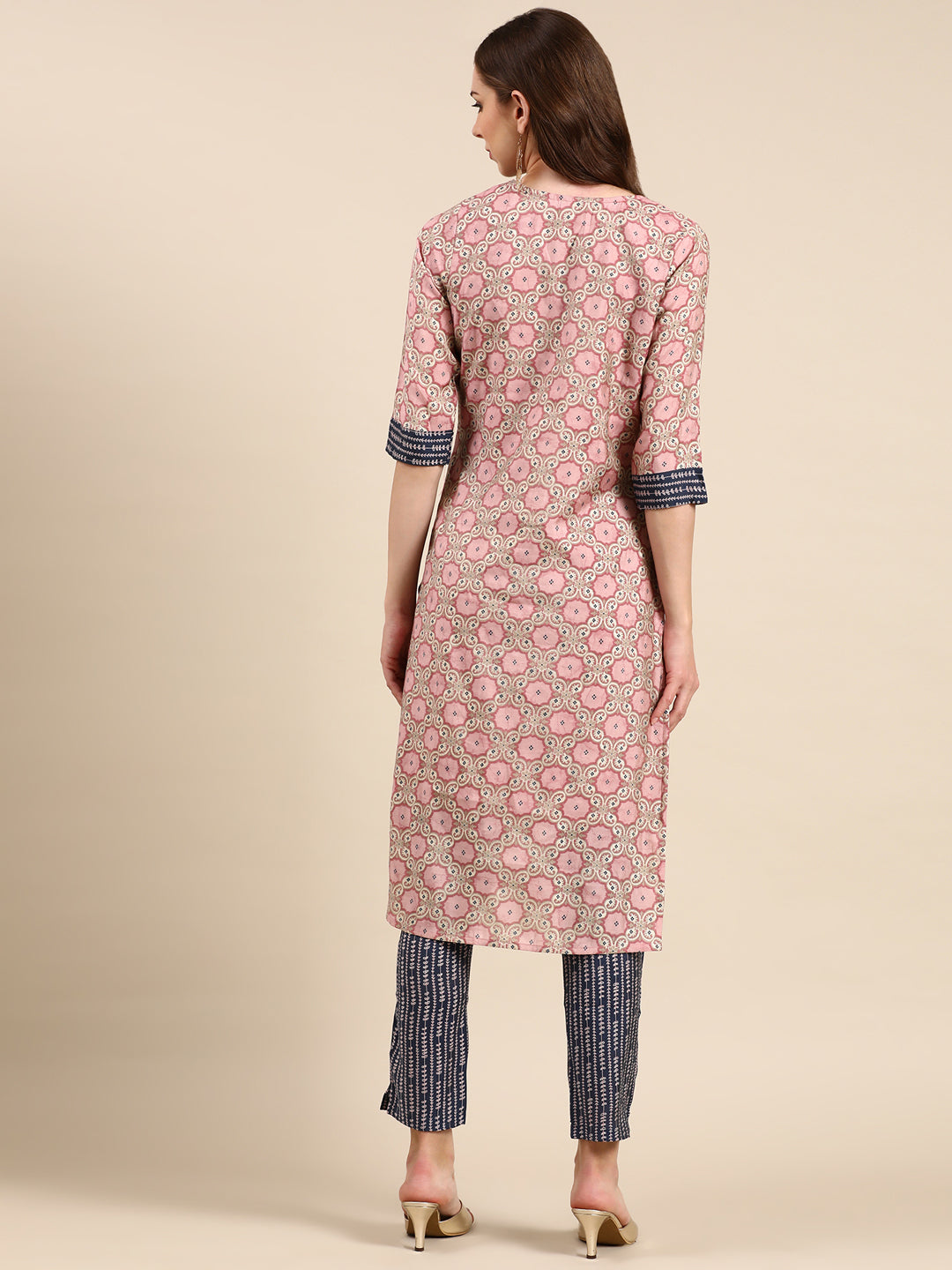 Women's Pink Printed Kurta Set