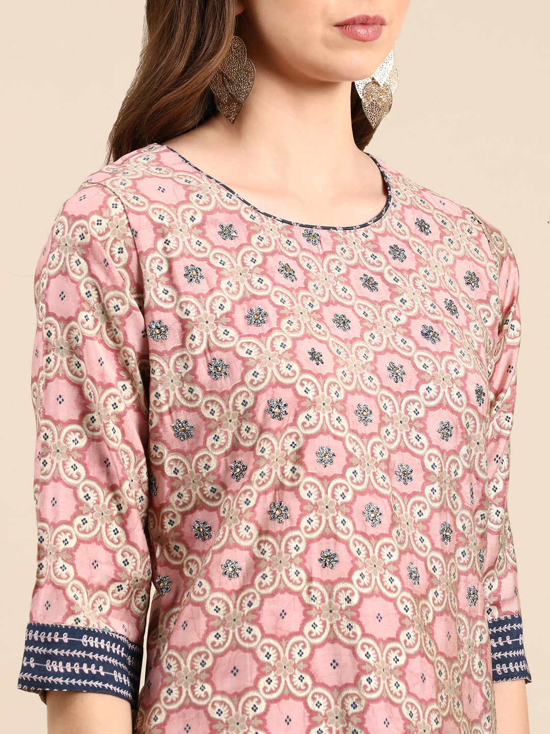 Women's Pink Printed Kurta Set