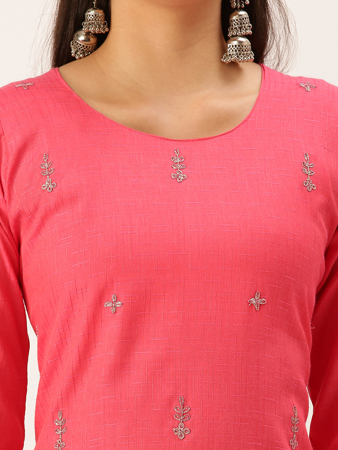 Women's Pink Solid Straight Kurta