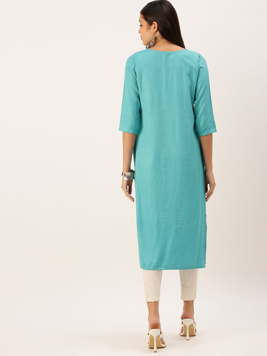 Women's Blue Solid Straight Kurta