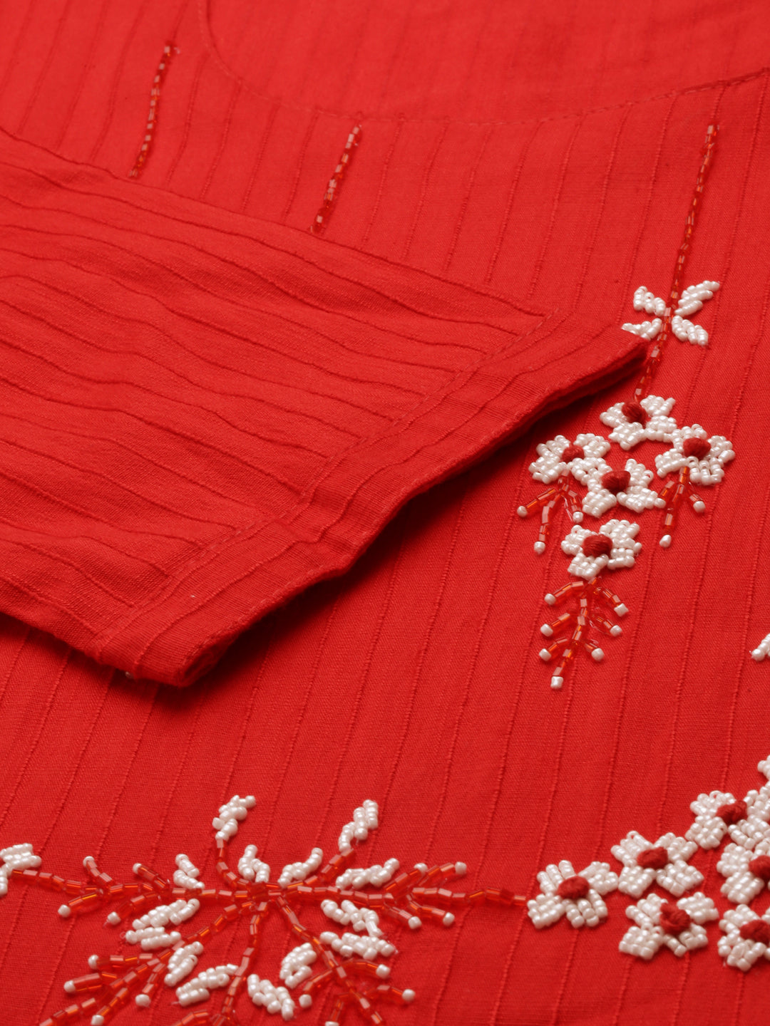 Women's Red Solid Straight Kurta