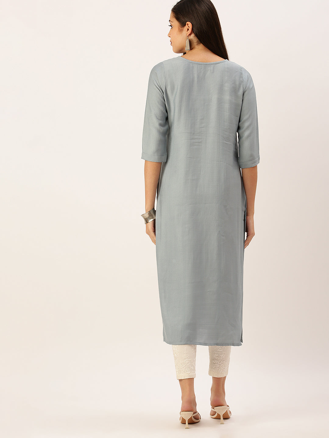 Women's Steel Embellished Straight Kurta